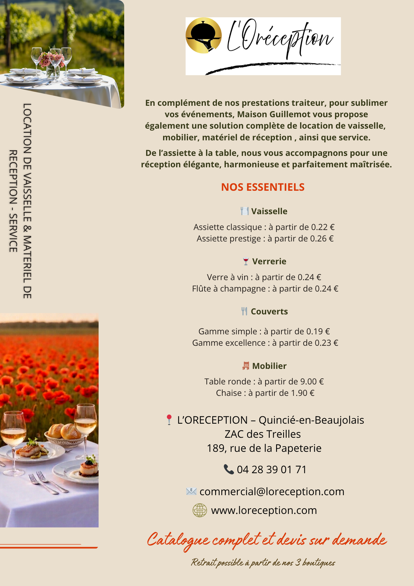 Vaisselle & Réception — Maison Guillemot